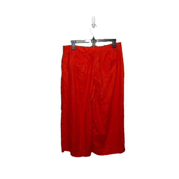 J.Crew Gazebo Wide Leg Crop High Rise Linen Pants Red Women Size 8P Petite - Picture 3 of 6